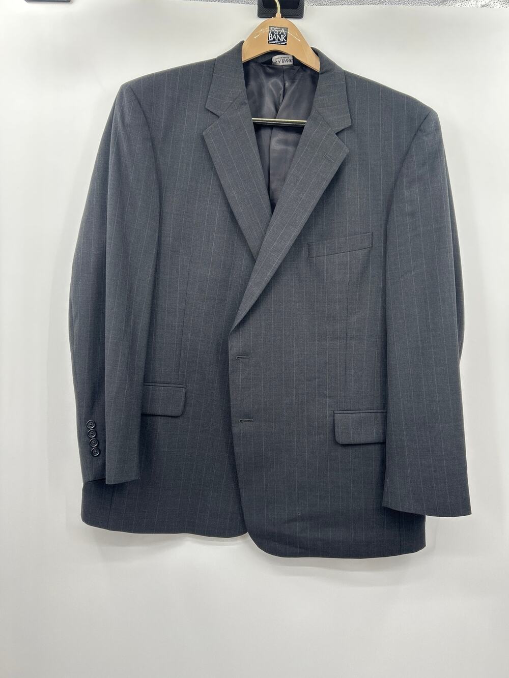 Jos. A. Bank 100% Wool Gray Pinstripe Suit Jacket Size 50R Workwear Corporate